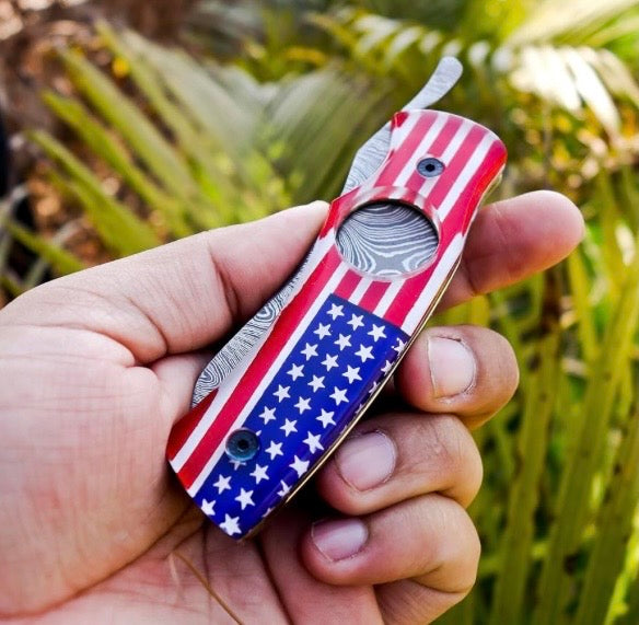 Handmade USA Flag Cigar Cutter